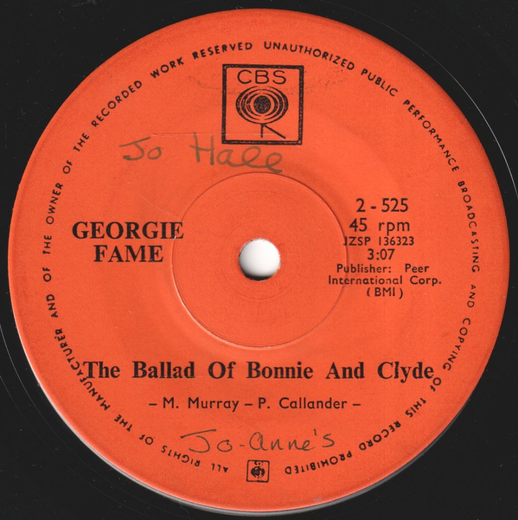 Georgie Fame - Ballad Of Bonnie And Clyde - 7 Inch