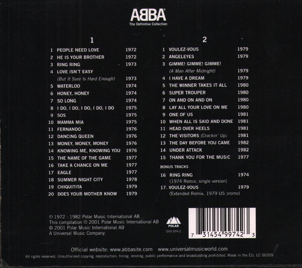 ABBA - Definitive Collection - Double Cd