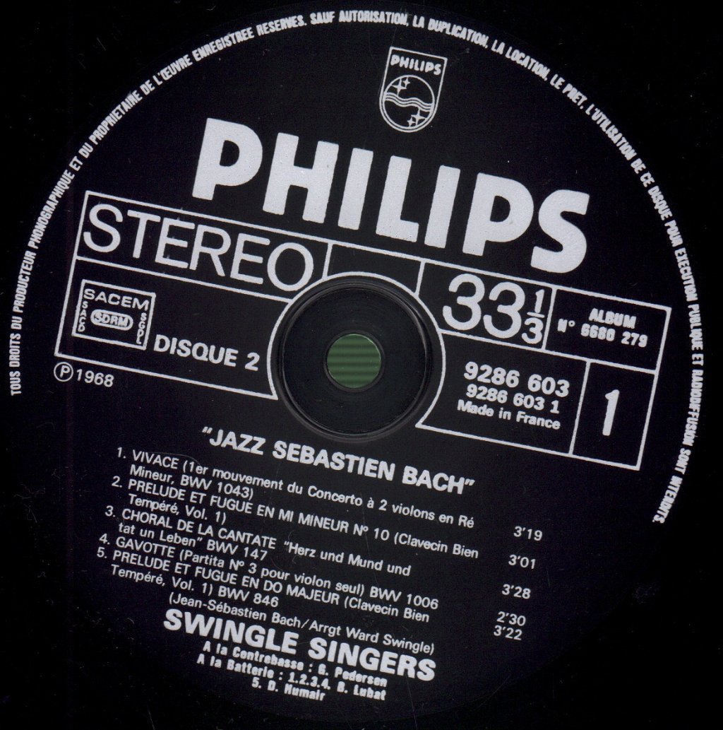 Les Swingle Singers - Jazz Sebastien Bach - Double Lp