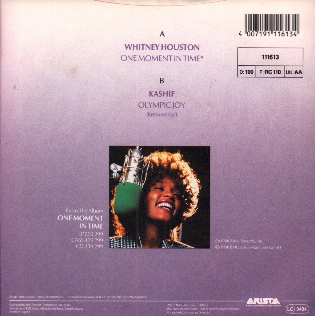 Whitney Houston - One Moment In Time - 7 Inch