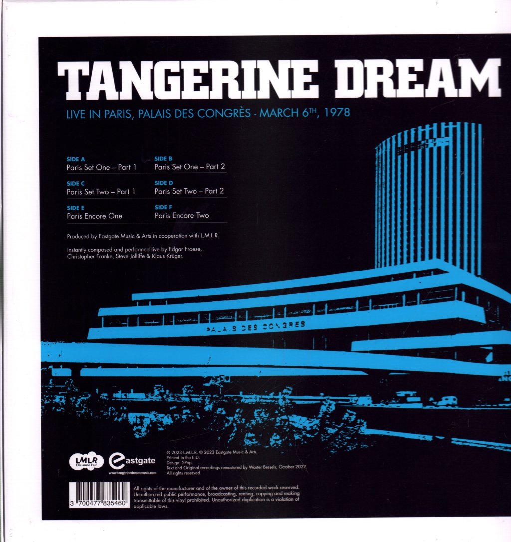 Tangerine Dream - Live In Paris, Palais Des Congrès - March 6th, 1978 - Lp Box Set