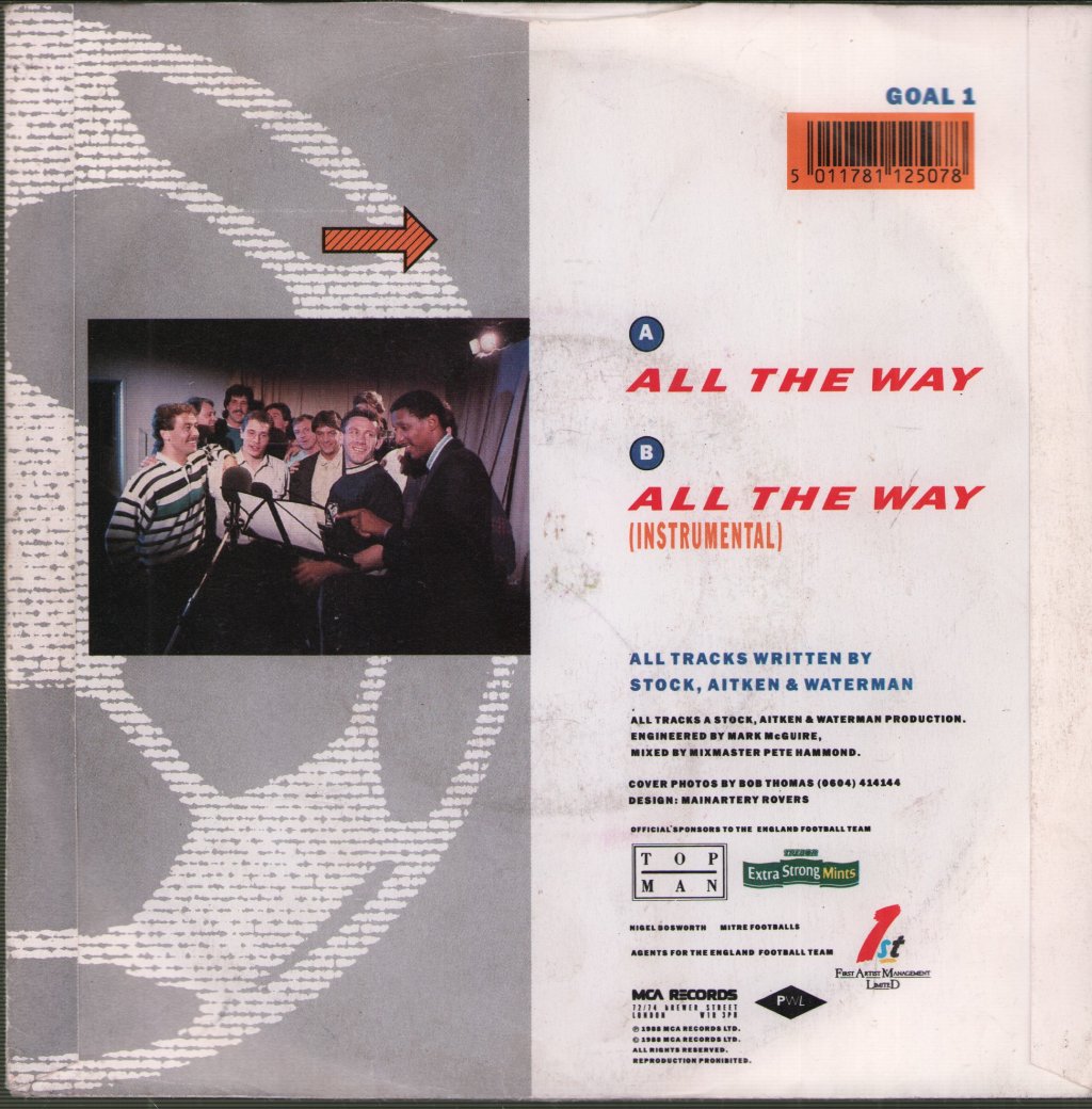 England Football Team Featuring Stock Aitken And Waterman - All The Way - 7 Inch