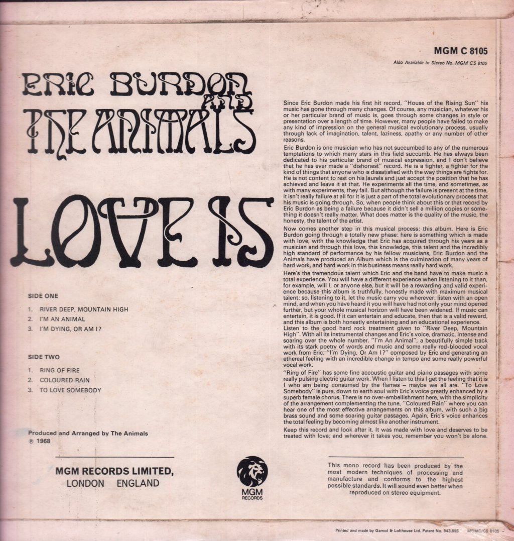 Eric Burdon And The Animals - Love Is - Lp