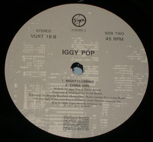 Iggy Pop - Livin' On The Edge Of The Night - 12 Inch