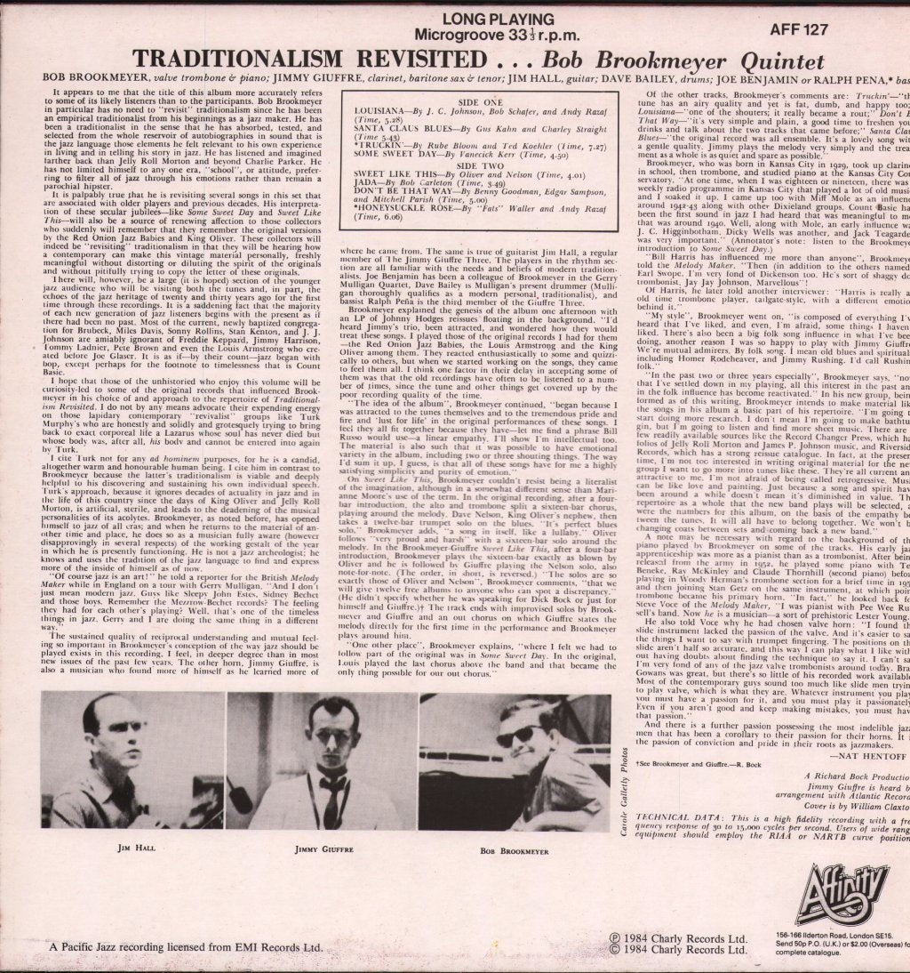 Bob Brookmeyer Quintet - Traditionalism Revisited - Lp