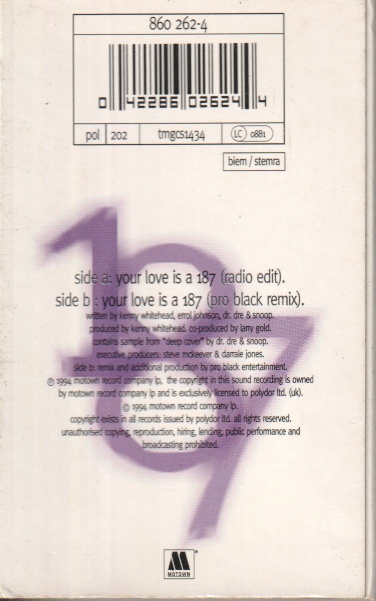 Whitehead Bros. - Your Love Is A 187 - Cassette