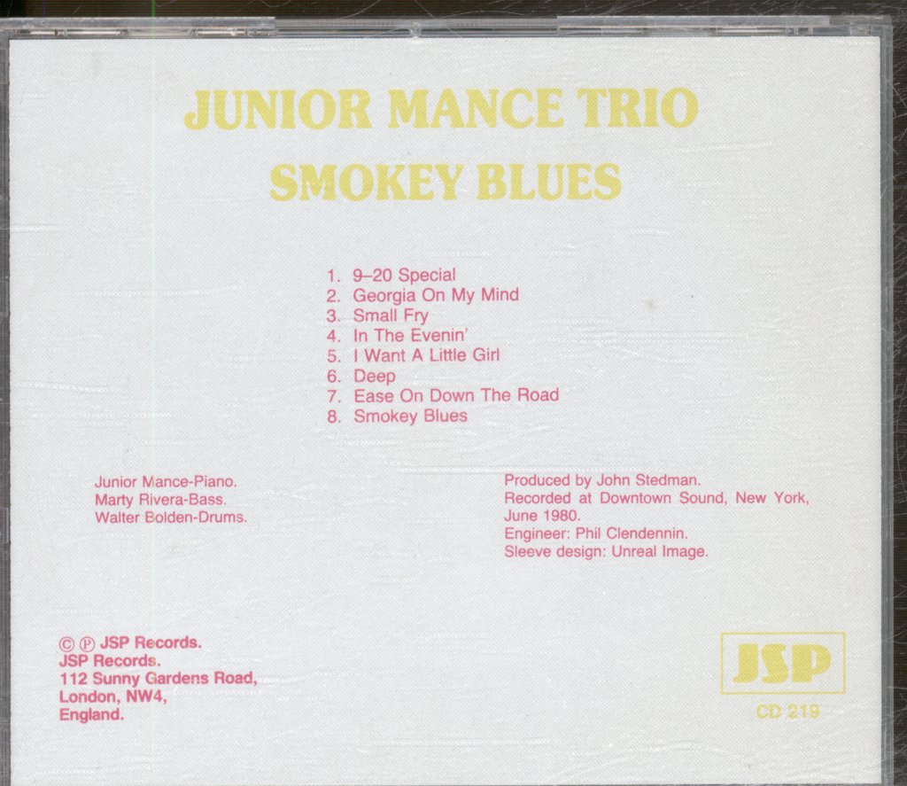 Junior Mance Trio - Smokey Blues - Cd