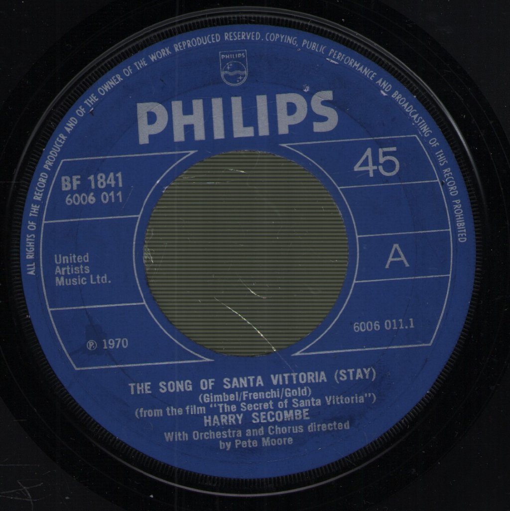 Harry Secombe - Song Of Santa Vittoria - 7 Inch
