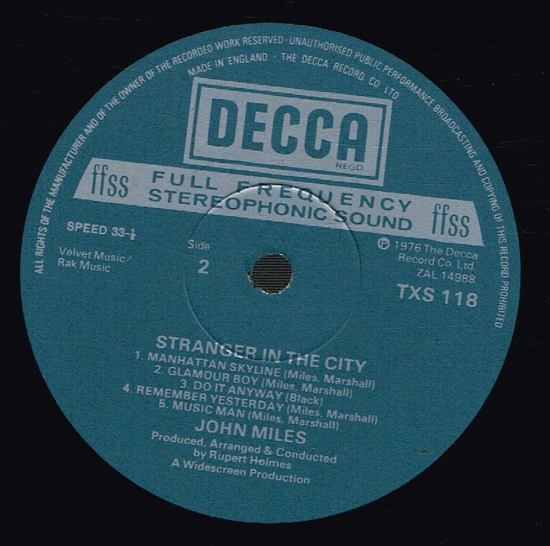 John Miles - Stranger In The City - Lp