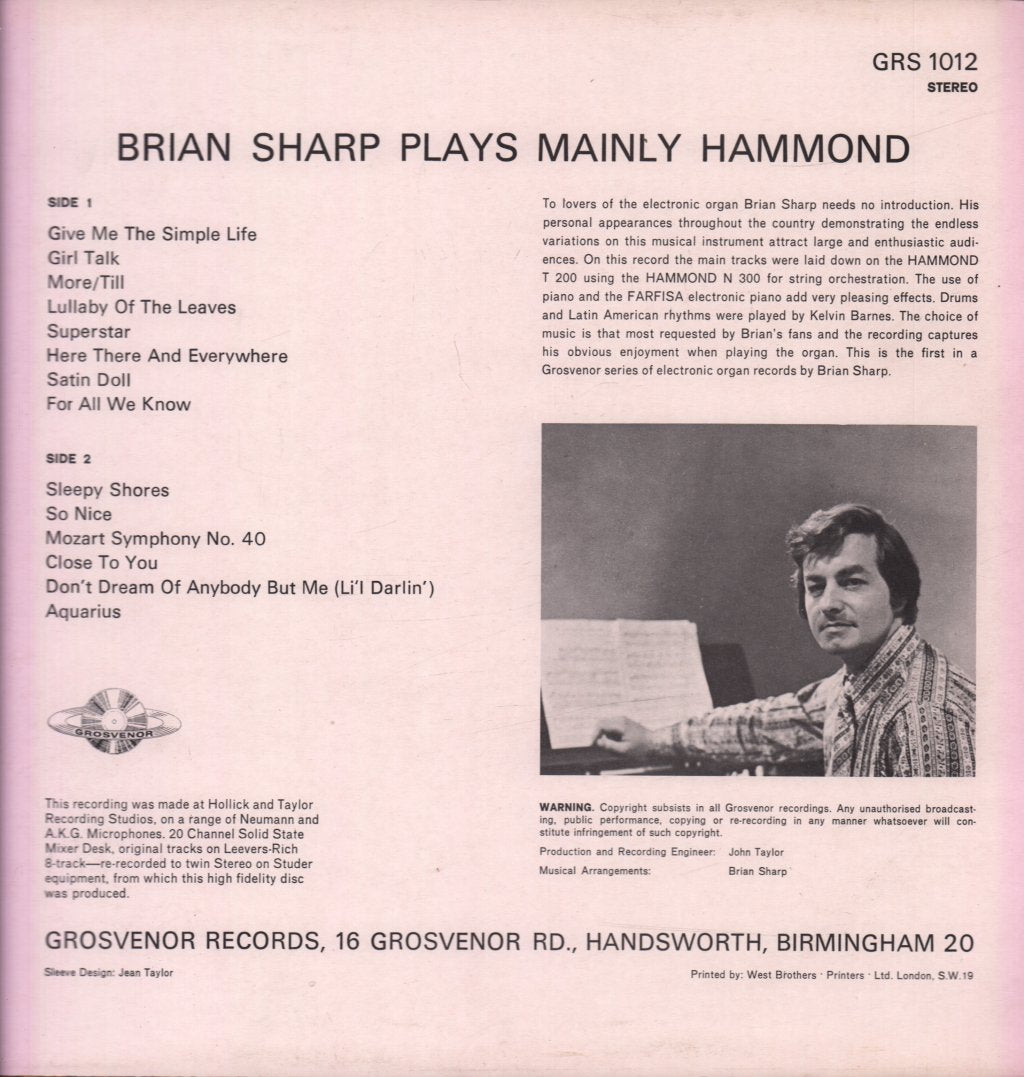 Brian Sharp - Plays Mainly Hammond - Lp