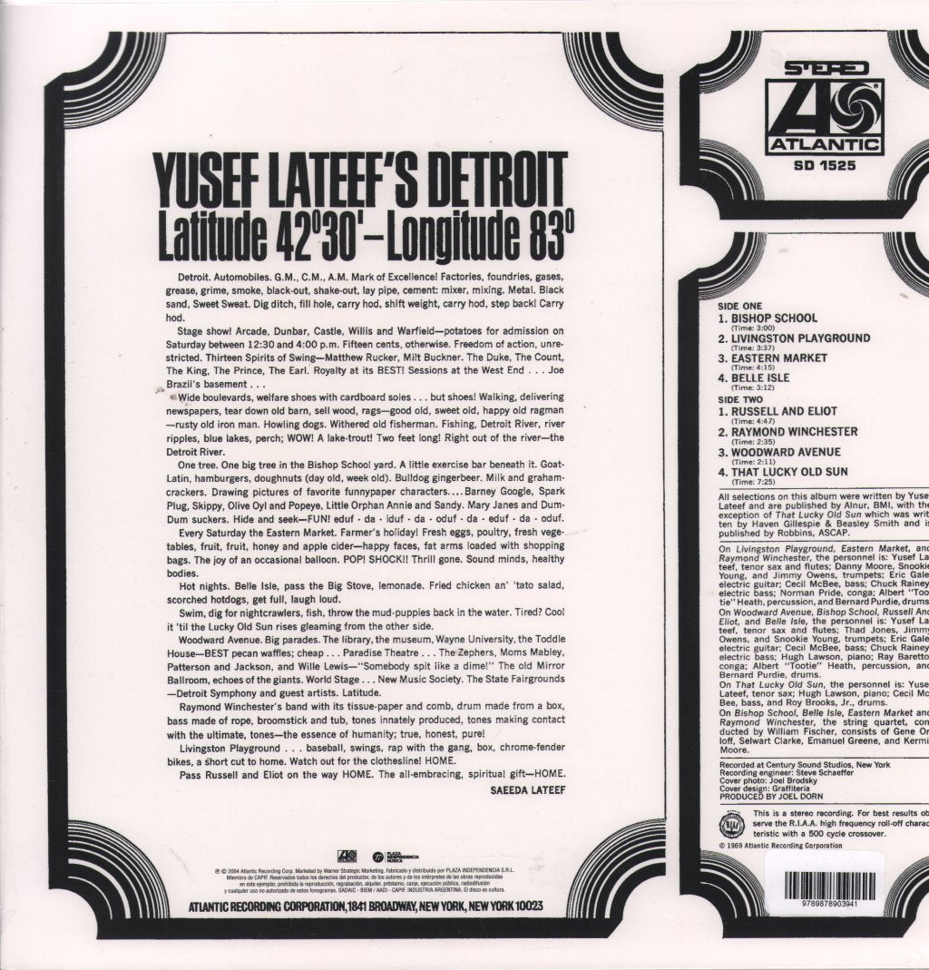 Yusef Lateef - Detroit Latitude 42° 30' Longitude 83° - Lp