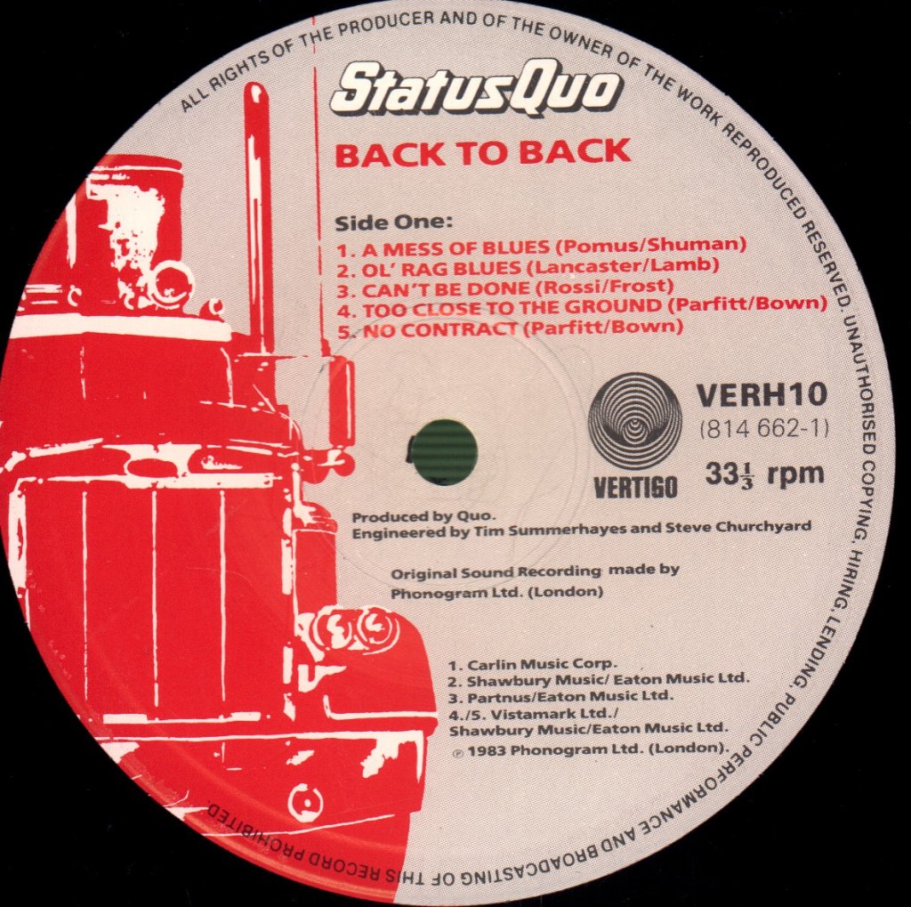Status Quo - Back To Back - Lp