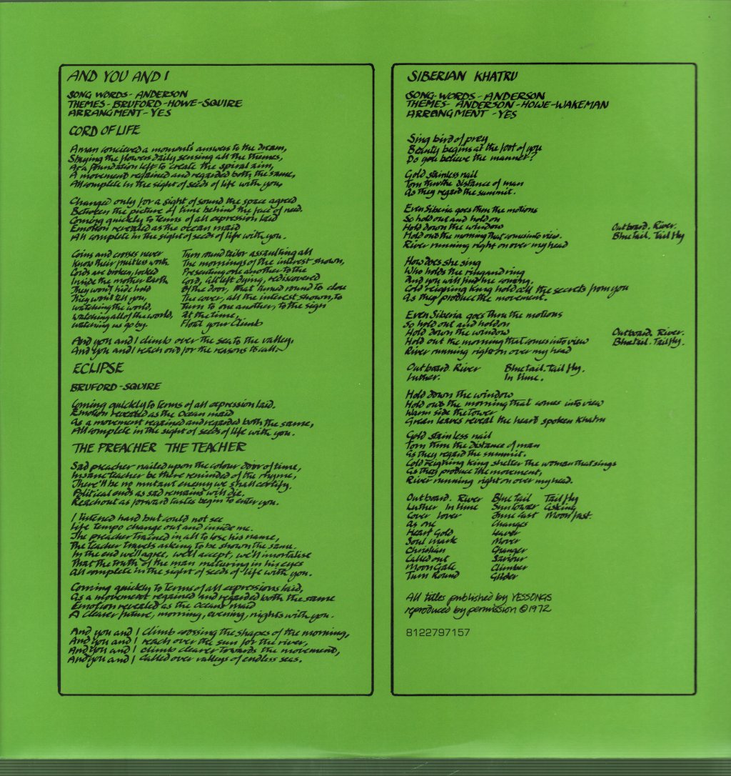 Yes - Close To The Edge - Lp