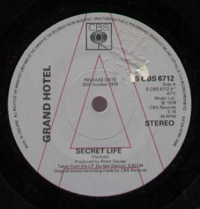 Grand Hotel - Secret Life - 7 Inch