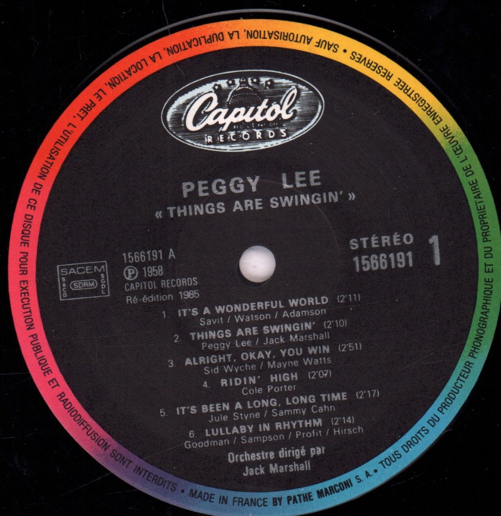 Peggy Lee - Things Are Swingin' - Lp
