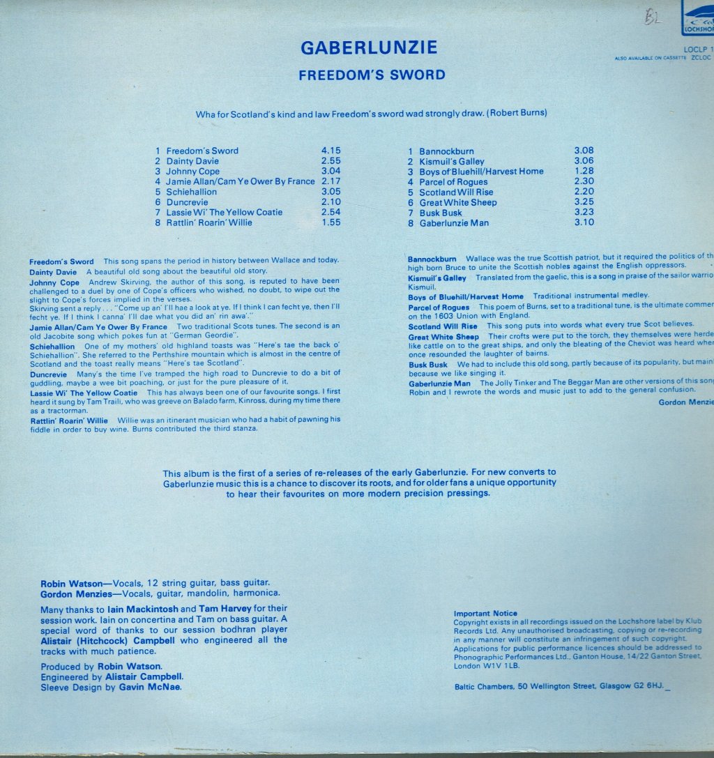 Gaberlunzie - Freedom's Sword - Lp