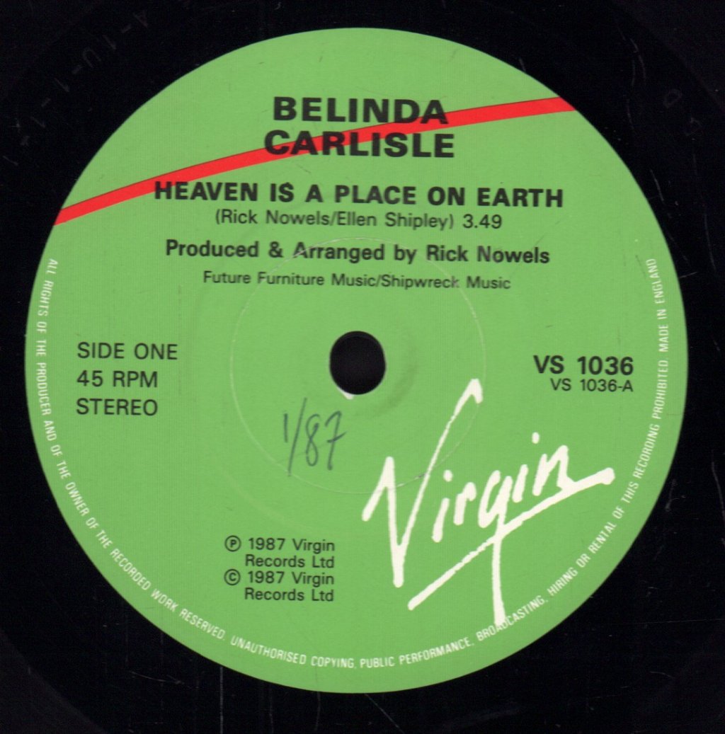 Belinda Carlisle - Heaven Is A Place On Earth - 7 Inch