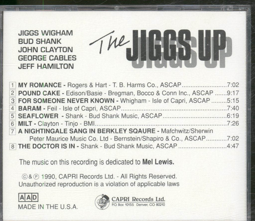 Jiggs Whigham, Bud Shank, John Clayton, George Cables, Jeff Hamilton - Jiggs Up - Cd