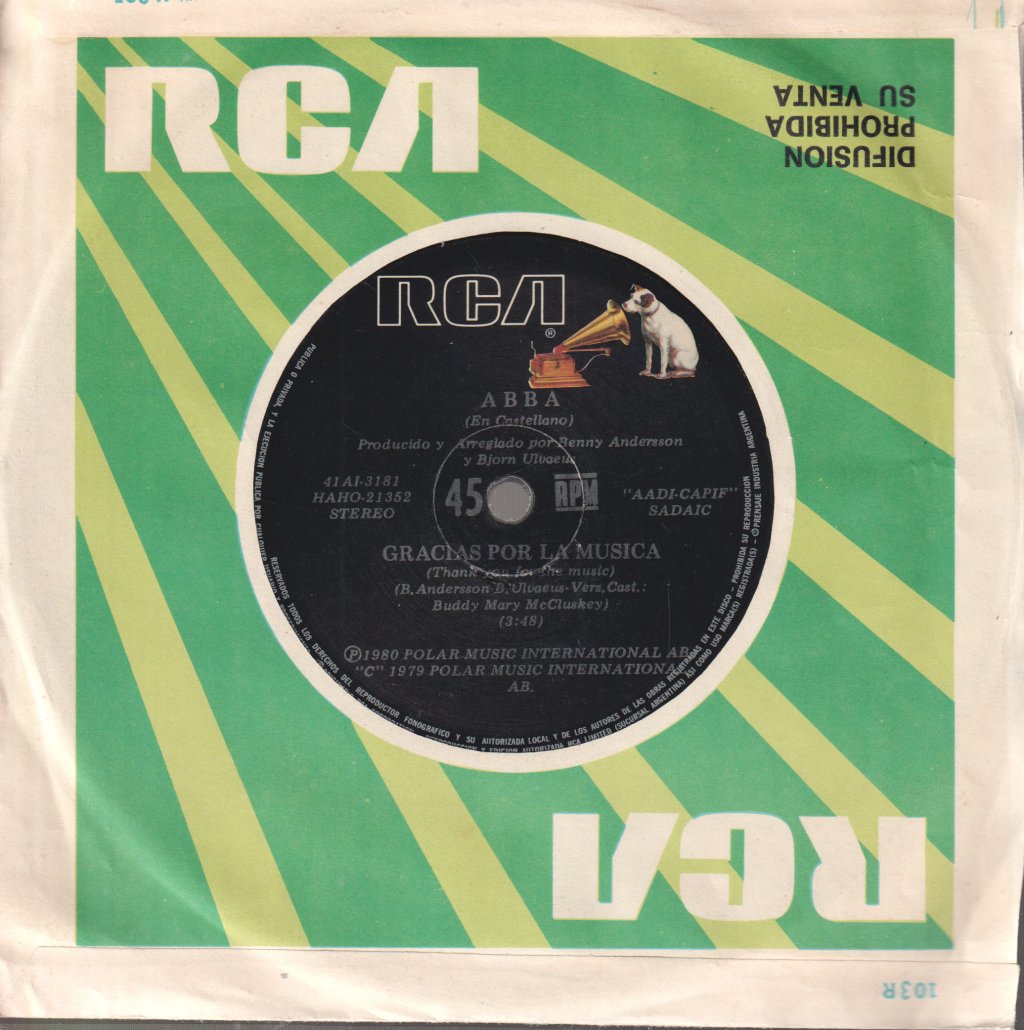 ABBA - En Castellano: Gracias Por La Música (Thank You For The Music) / Dame, Dame, Dame (Gimme, Gimme, Gimme) - 7 Inch