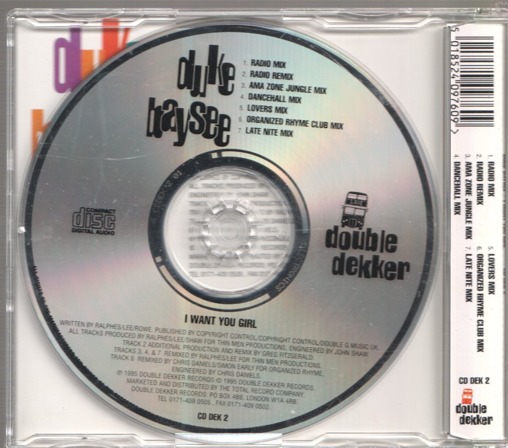 Duke Baysee - I Want You Girl - Cd