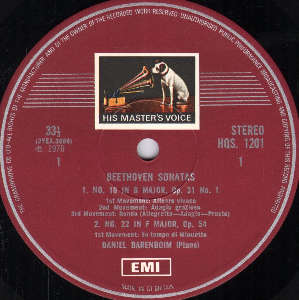Daniel Barenboim - Beethoven Sonatas - No. 16 In G / No. 18 In E Flat / No. 22 In F - Lp