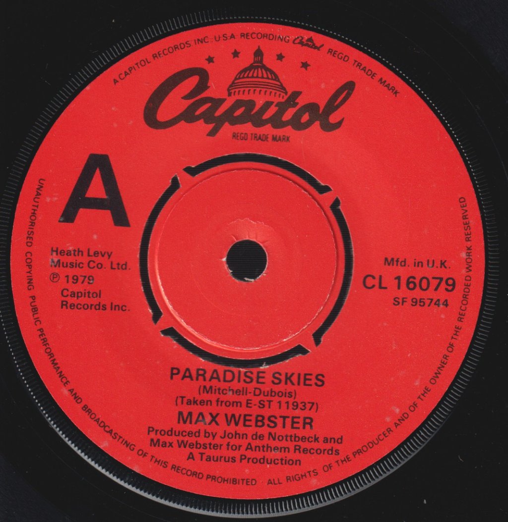 Max Webster - Paradise Skies - 7 Inch