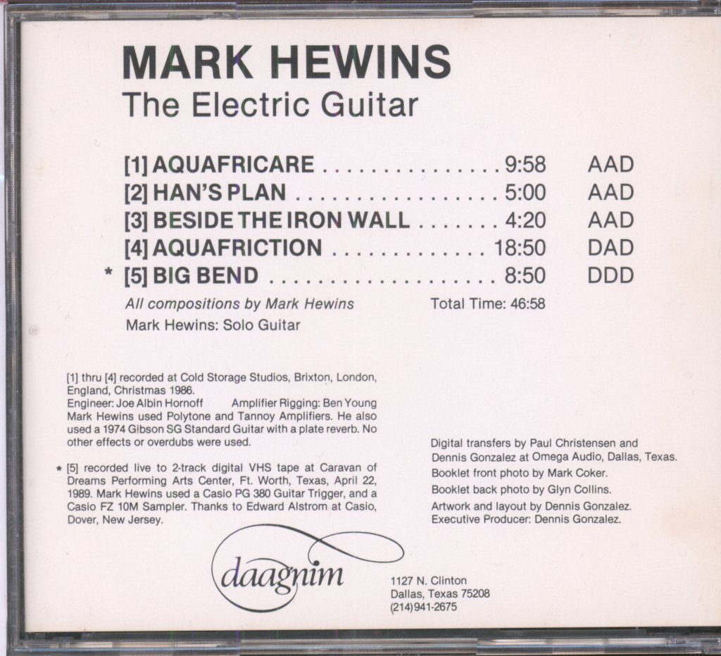 Mark Hewins - Electric Guitar - Cd