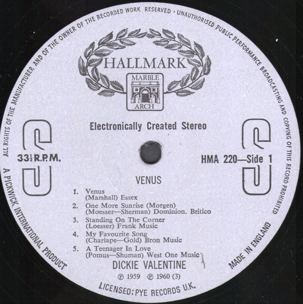 Dickie Valentine - Venus - Lp