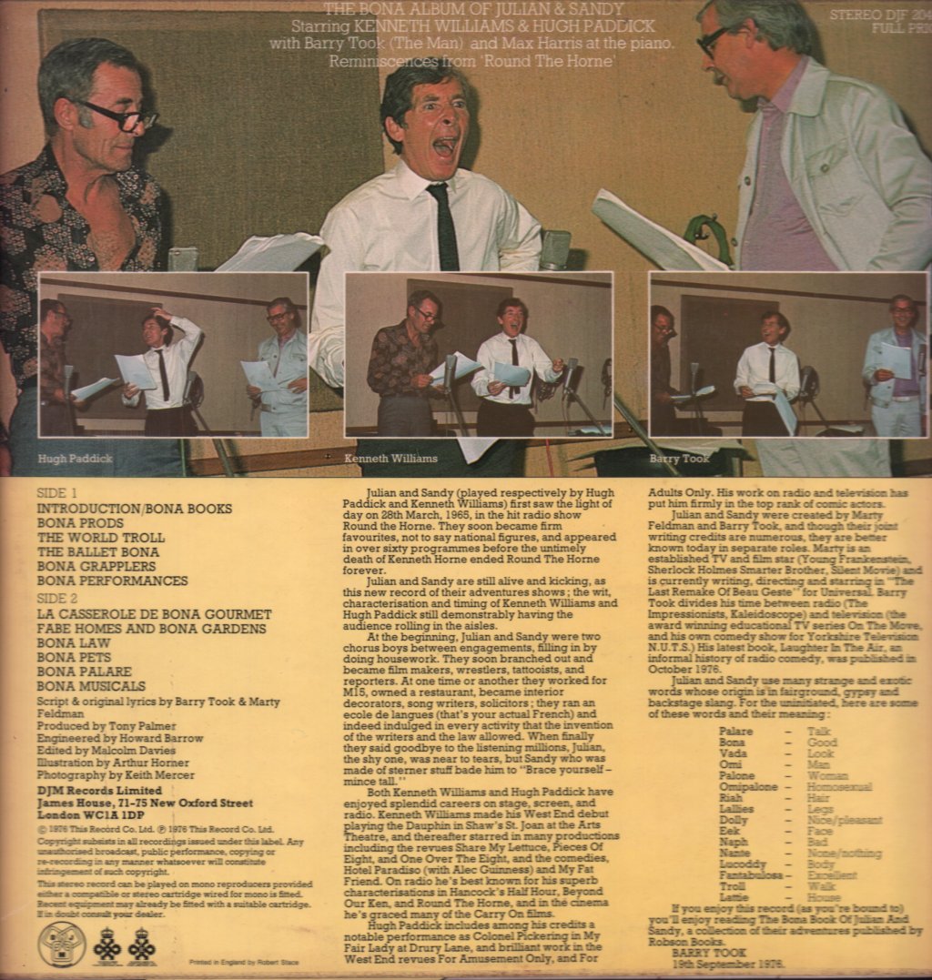Kenneth Williams Hugh Paddick and Barry Took - Bona Album Of Julian & Sandy - Lp