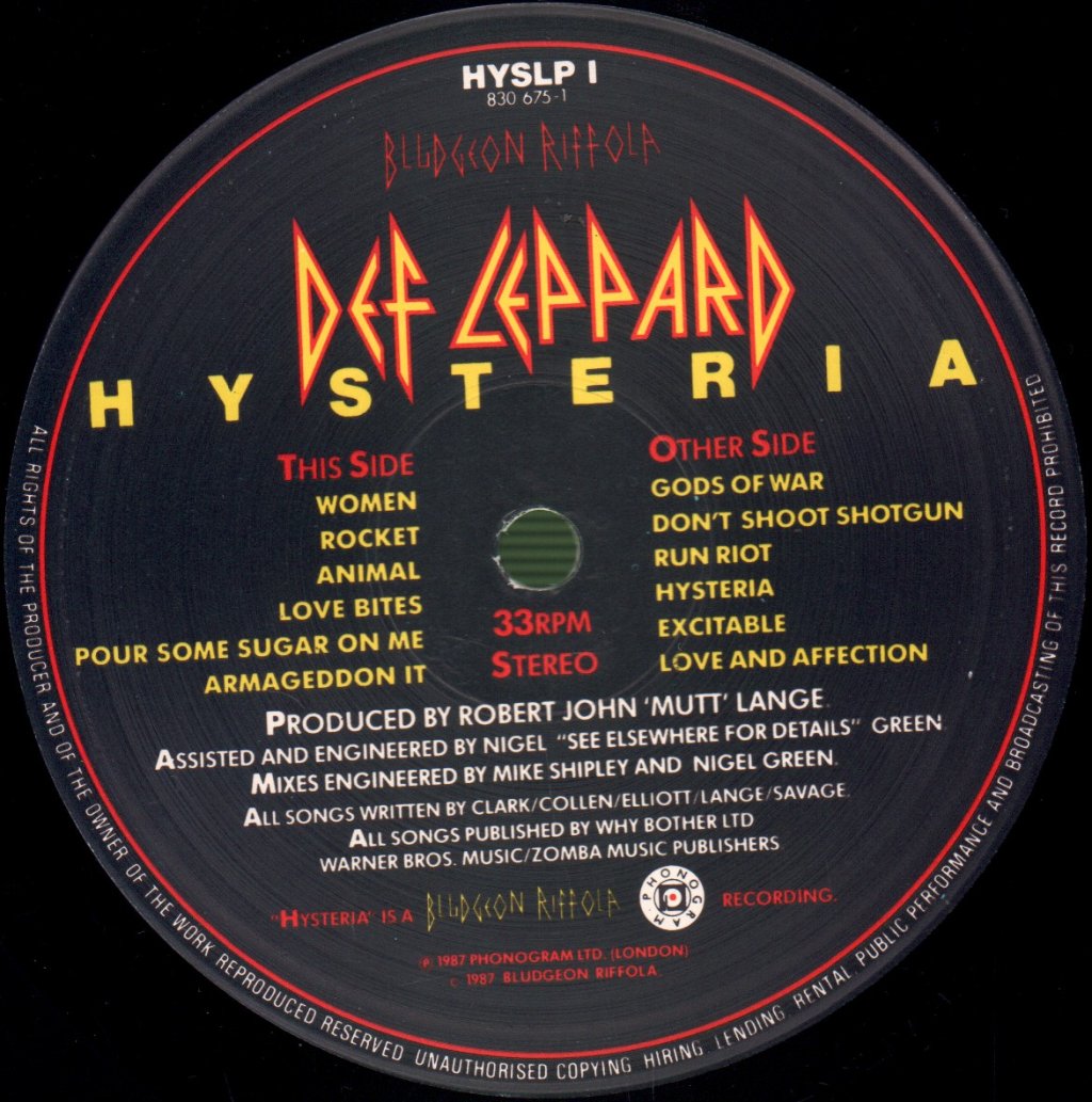 Def Leppard - Hysteria - Lp