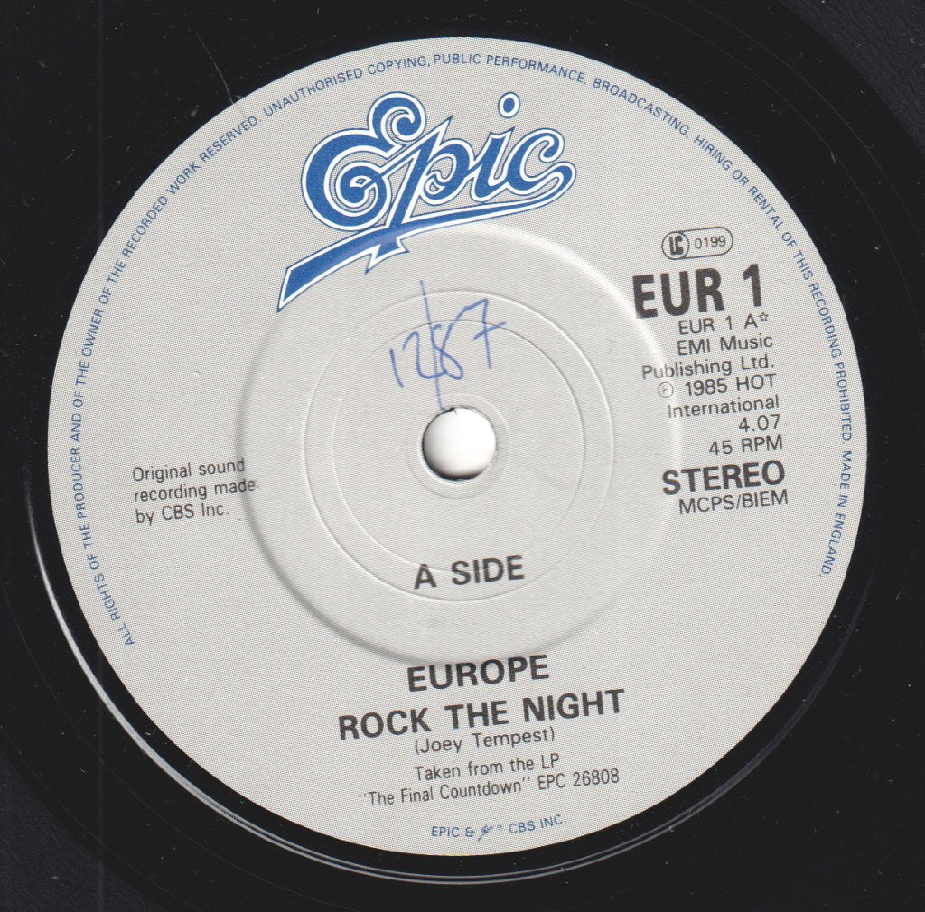 Europe - Rock The Night - 7 Inch
