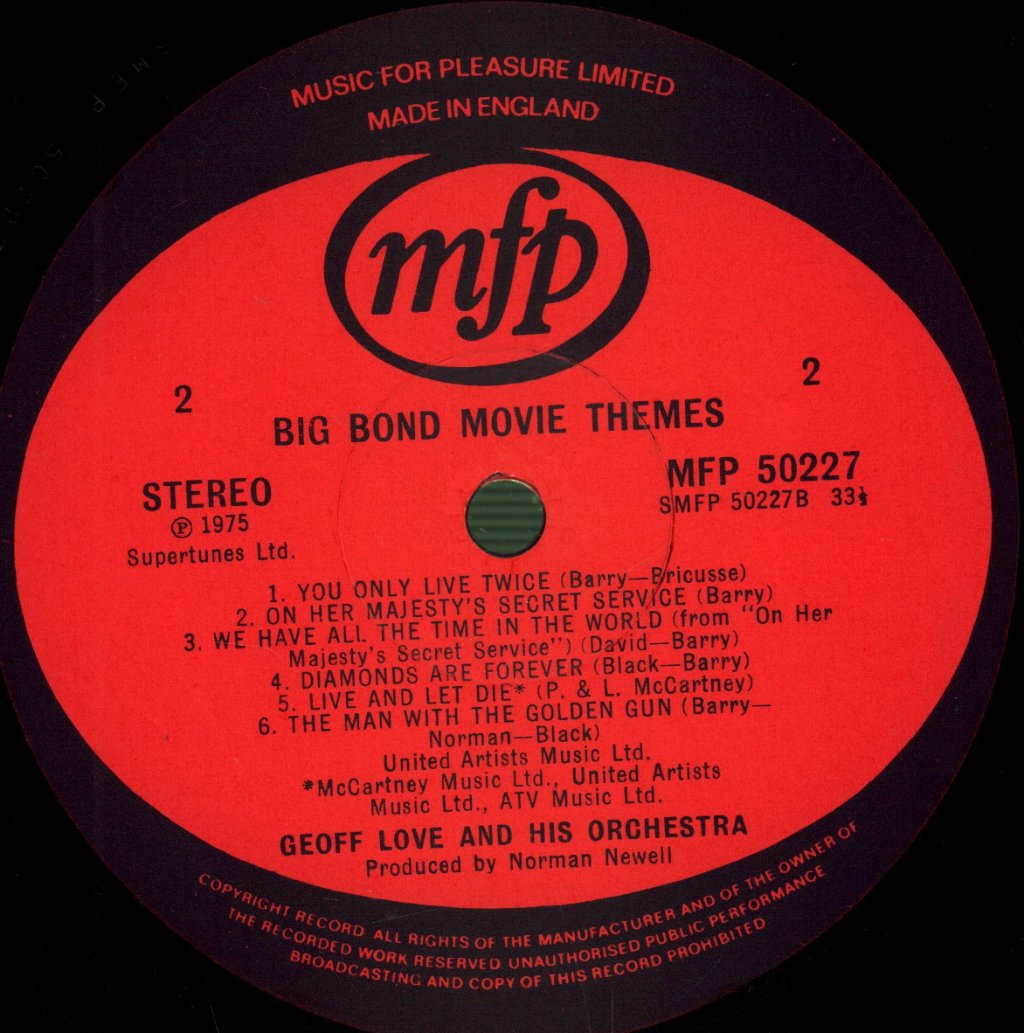 Geoff Love And His Orchestra - Big Bond Movie Themes - Lp