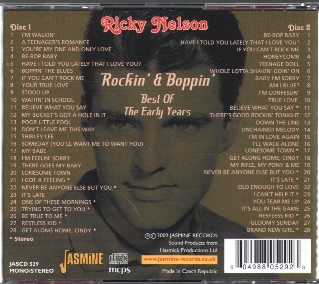 Ricky Nelson - Rockin' & Boppin', The Best Of The Early Years - Double Cd