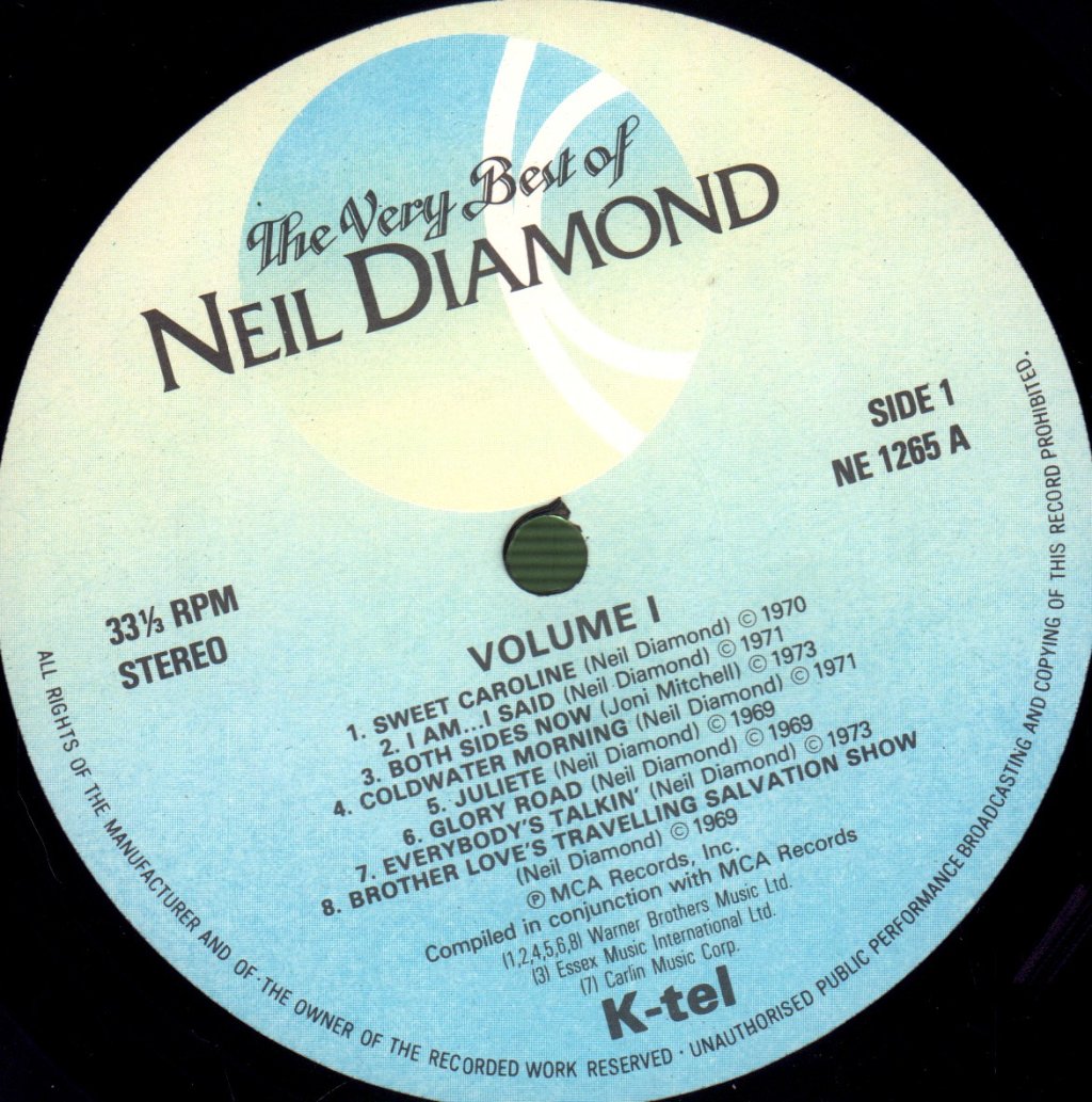Neil Diamond - Very Best Of Volumes 1 and 2 - Double Lp
