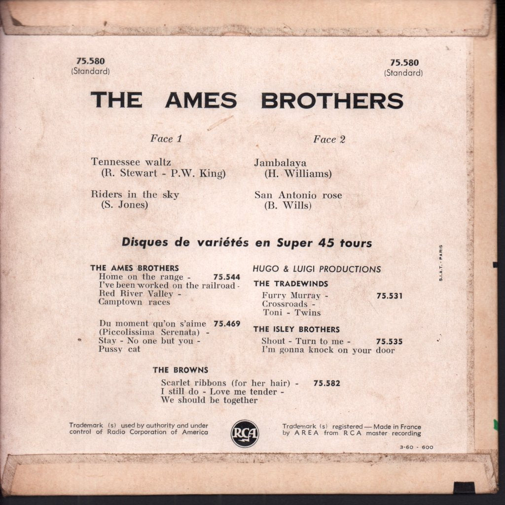 Ames Brothers - tennessee waltz - 7 Inch