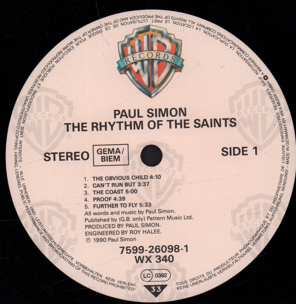Paul Simon - Rhythm Of The Saints - Lp