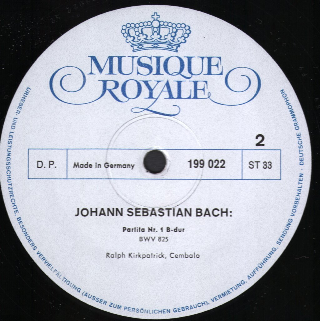 Ralph Kirkpatrick - J.S. Bach - Italienisches Konzert, Chromatische Fantasie / Partita Nr.1 - Lp