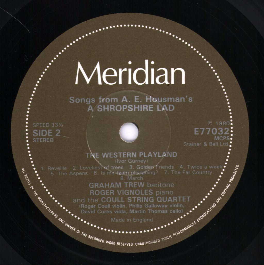Graham Trew / Roger Vignoles / Coull String Quartet - Songs from A E Housman's "A Shropshire Lad" - Double Lp