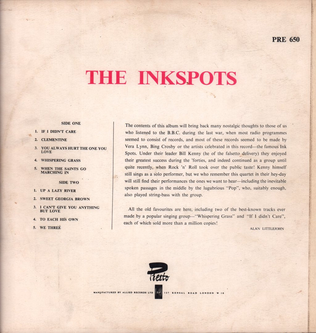 Ink Spots - Original Inkspots Sing And Play - Lp