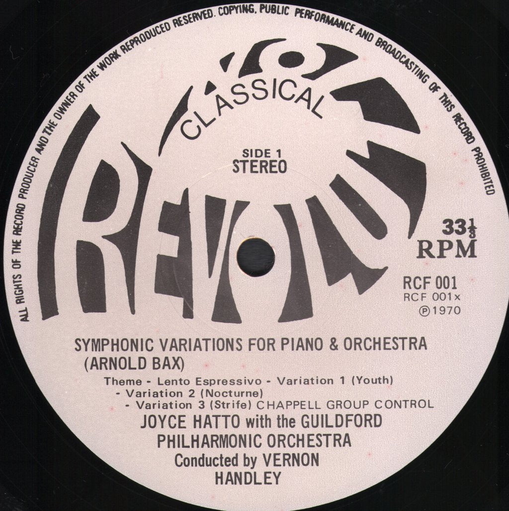 Joyce Hatto / Vernon Handley / Guildford Philharmonic Orchestra - Bax - Symphonic Variations - Lp
