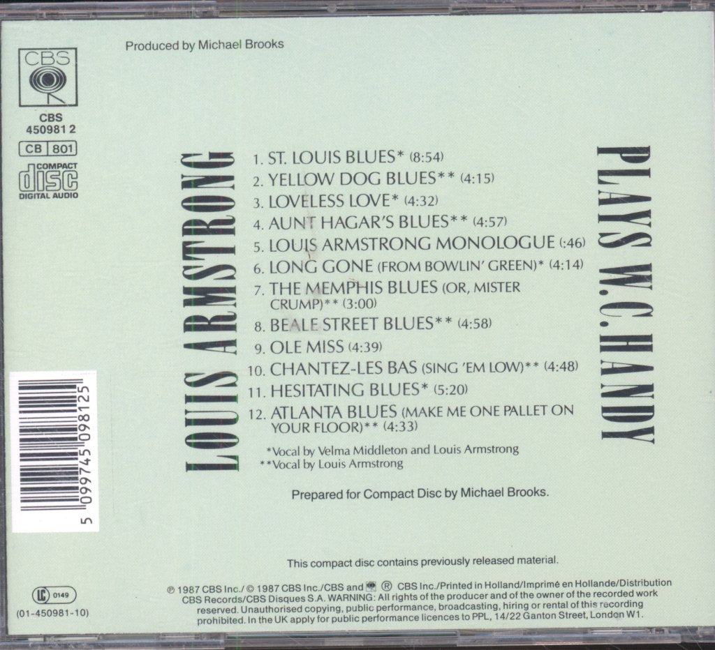 Louis Armstrong - Plays W.C. Handy - Cd