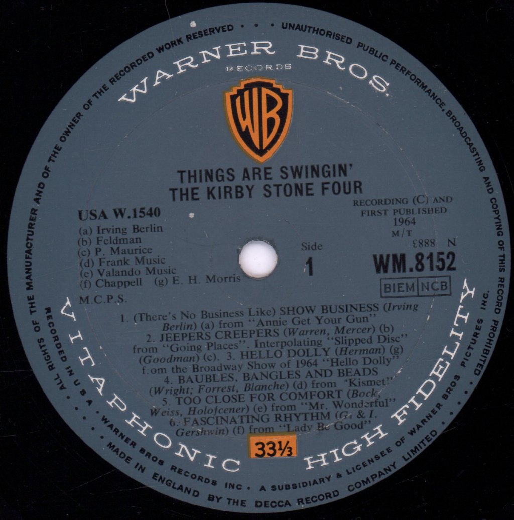 Kirby Stone Four - Things Are Swingin' - Lp