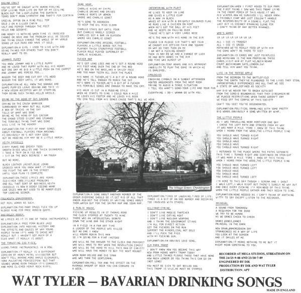 Wat Tyler - Bavarian Drinking Songs - Lp