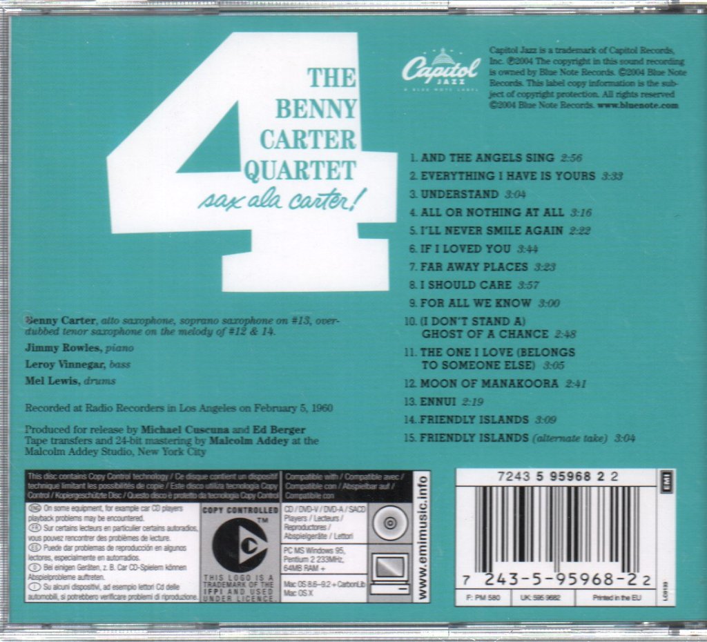 Benny Carter - Sax Ala Carter! - Cd