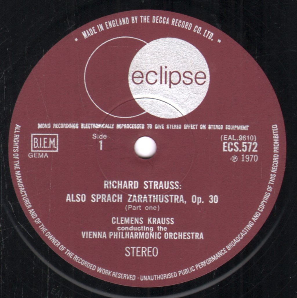 Clemens Krauss / Vienna Philharmonic Orchestra - Richard Strauss - Also Sprach Zarathustra / Till Eulenspiegel - Lp