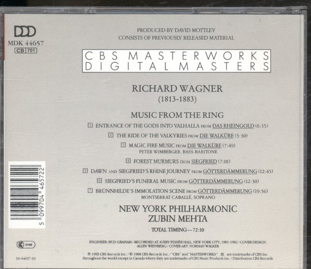 New York Philharmonic, Zubin Mehta - Wagner - Highlights From "The Ring" - Cd