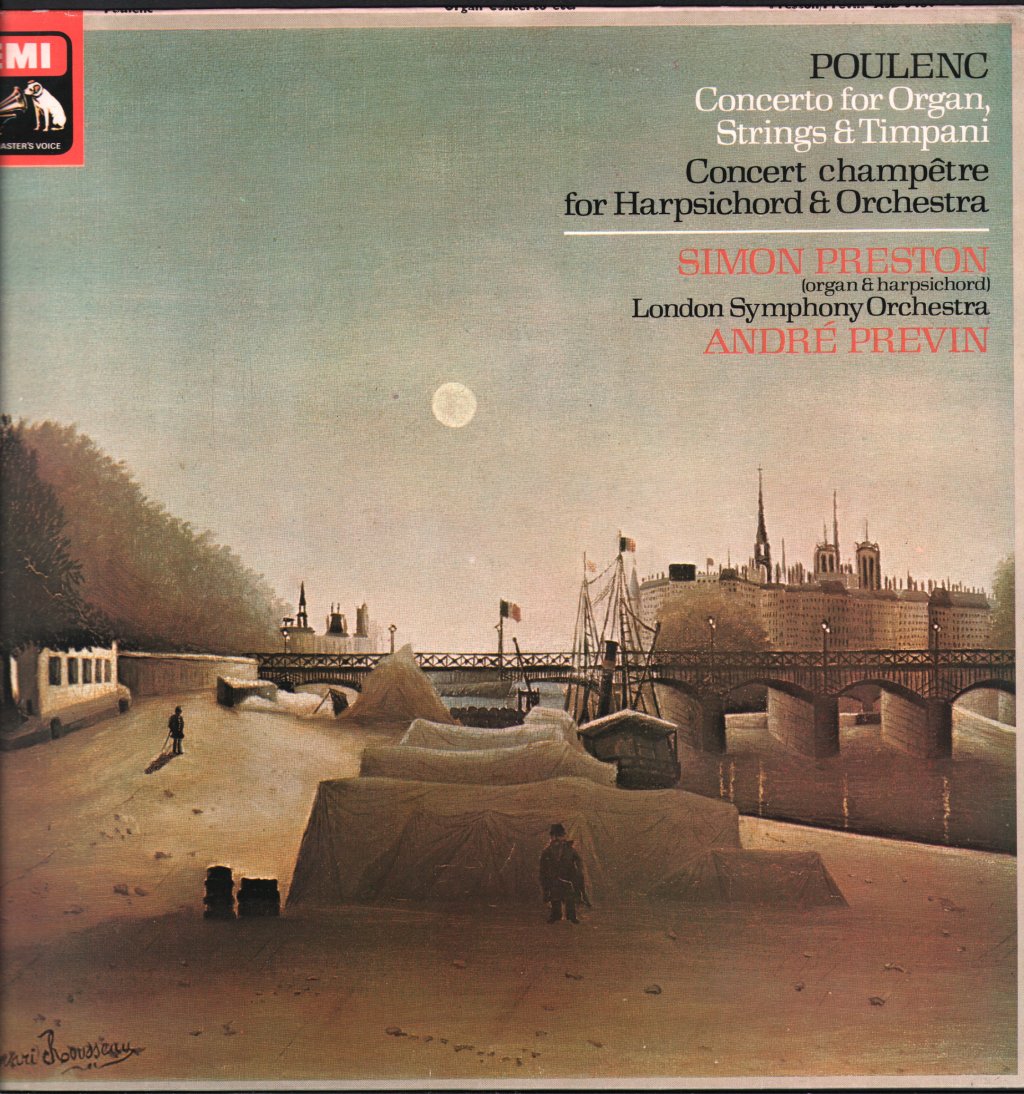 Simon Preston / Andre Previn / London Symphony Orchestra - Poulenc - Concerto For Organ, Strings & Timpani / Concert Champêtre For Harpsichord & Orchestra - Lp