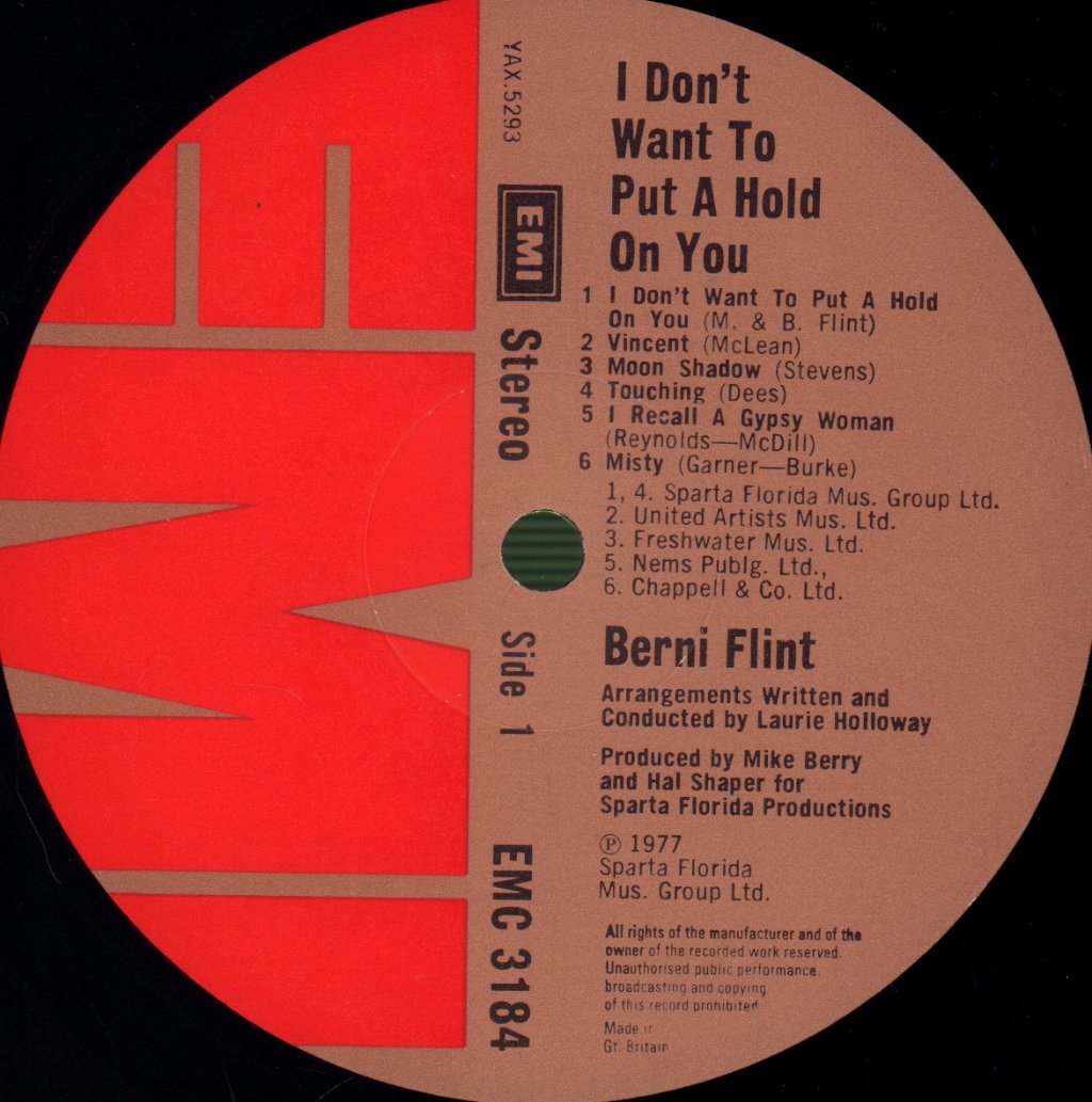 Berni Flint - I Don't Want To Put A Hold On You - Lp
