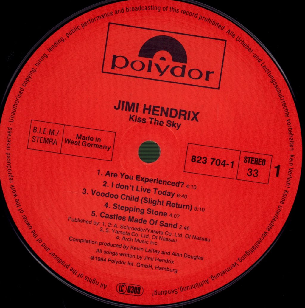 Jimi Hendrix - Kiss The Sky - Lp