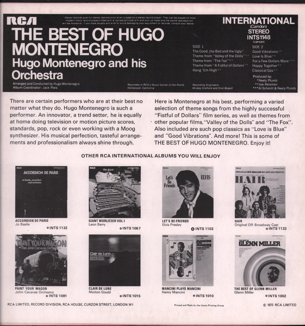 Hugo Montenegro - Best Of Hugo Montenegro - Lp